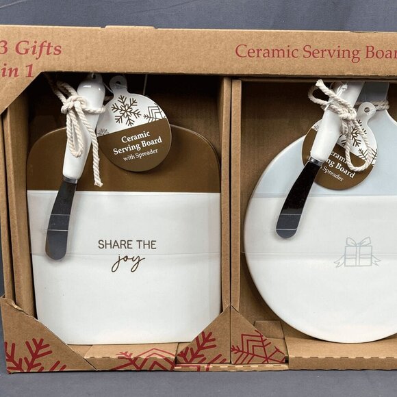 3-Piece Holiday Ceramic Serving Board W/ Spreaders NIP - Picture 2 of 7